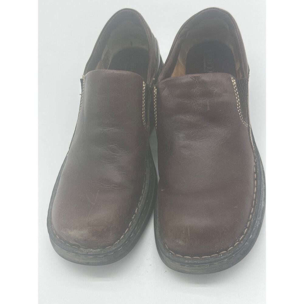 Born Women's W9934 Brown Leather Round Toe Slip On Clog‎ Shoes Size 11